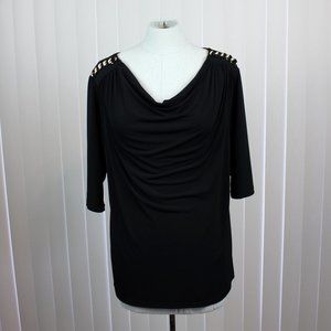 ✨ Closet Refresh - Premise Black Cowl Neck Top w/ Chain Shoulder Detail